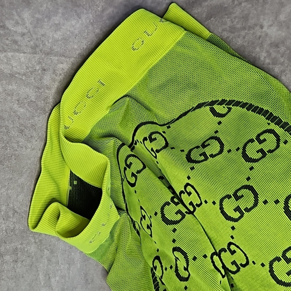 GUCCI Straight Leg Stretch Pant 2022 Collection Neon Green Dark Blue Pink Sz. M - Picture 5 of 7